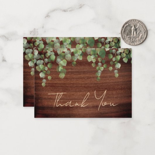 Budget Rustic Wedding Greenery Vielen Dank Mitteilungskarte (Vorderseite/Rückseite Beispiel)