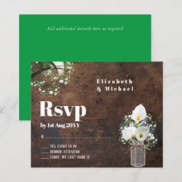Budget Rustic White Calla Lily Wedding RSVP