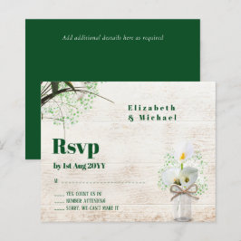 Budget Rustic White Calla Lily Wedding RSVP
