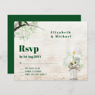 Budget Rustic White Calla Lily Wedding RSVP