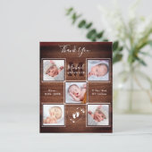 Budget Rustic Wood 5 Foto Neues Baby Danke Karte (Stehend Vorderseite)
