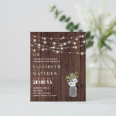 Budget Rustic Wood Blue Yellow Wedites Einladungen (Stehend Vorderseite)