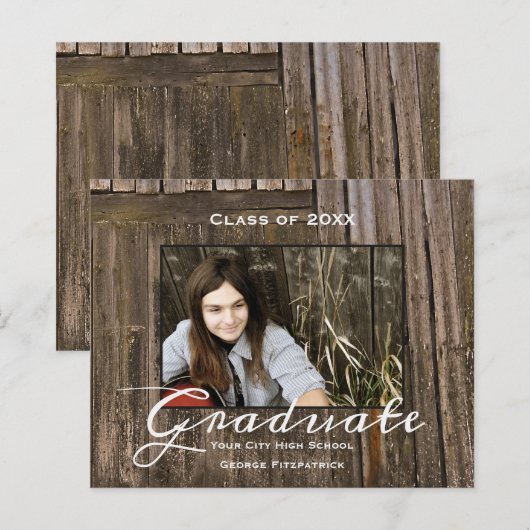 Budget Rustic Wood High School Graduation (Vorne/Hinten)