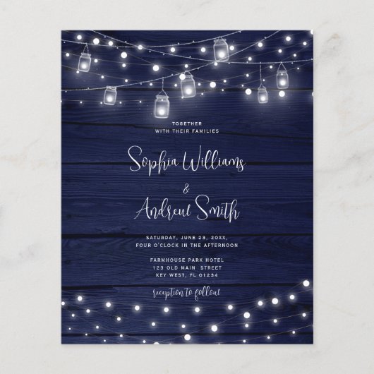 Budget Rustic Wood Mason Jars Hochzeitseinladung (Vorderseite)