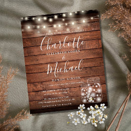 Budget Rustic Wood Mason Jars Hochzeitseinladung