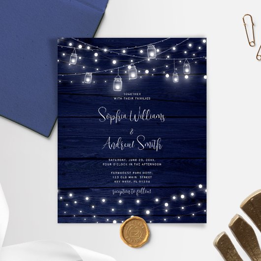 Budget Rustic Wood Mason Jars Hochzeitseinladung