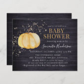 Budget Rustic Wood Pumpkin Glittering Baby Dusche (Vorne/Hinten)