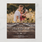 Budget Rustic Wood QR Code UAWG Hochzeit Einladung (Vorderseite)