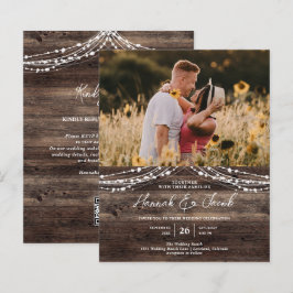 Budget Rustic Wood QR Code UAWG Hochzeit Einladung
