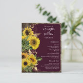 Budget Rustic Wood Sunflower Wedding Programm (Stehend Vorderseite)