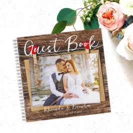 Budget - Rustic Wood Wedding Foto Gästebuch Notizblock