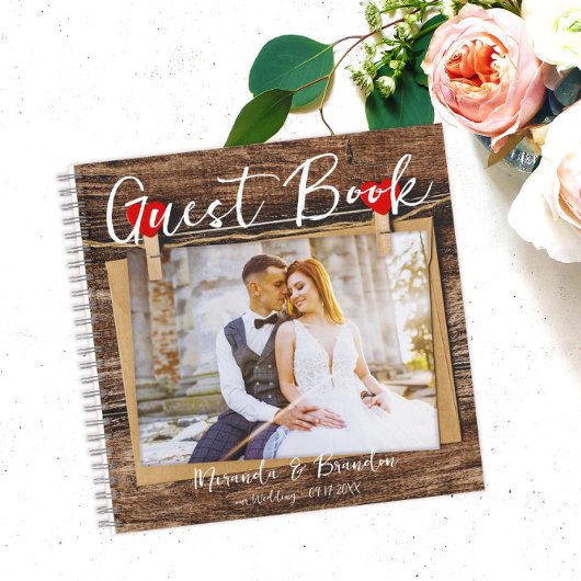 Budget - Rustic Wood Wedding Foto Gästebuch Notizblock