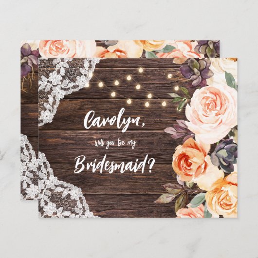 Budget RusticBlushFloral Werden Sie meine Bridesma (Vorne/Hinten)