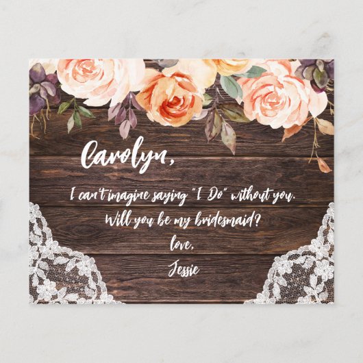 Budget RusticBlushFloral Werden Sie meine Bridesma (Rückseite)