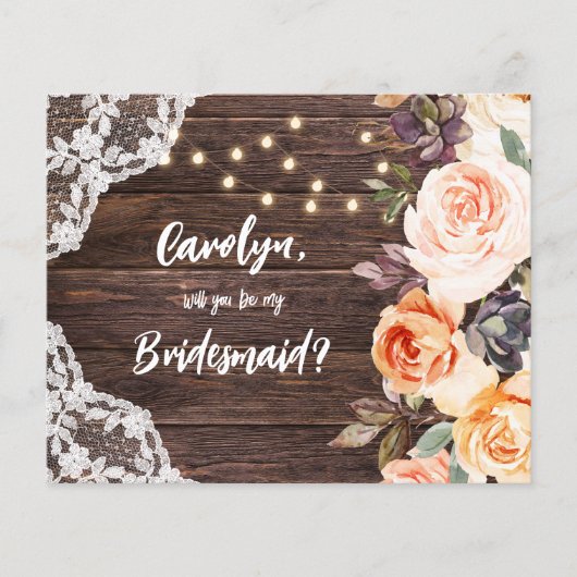 Budget RusticBlushFloral Werden Sie meine Bridesma (Vorderseite)