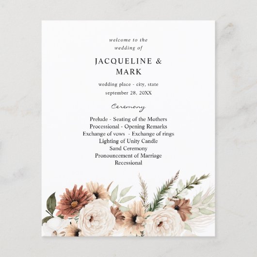 Budget RusticNeutral Boho Blumenzeremonie (Vorderseite)