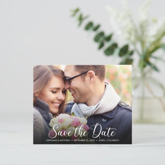 Budget Rustikal 2 Foto Einfach Hübsch Save the Dat (Stehend Vorderseite)