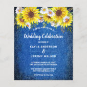 Budget rustikal blauen Sonnenblumen Hochzeit einla (Vorderseite)