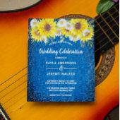 Budget rustikal blauen Sonnenblumen Hochzeit einla