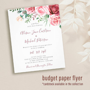 Budget-Rustikal-Blumen-Aquarell-Hochzeits-Einladun Flyer