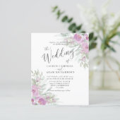 Budget Rustikal Blumenrosa Einladung (Stehend Vorderseite)
