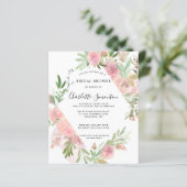 Budget Rustikal rosa Blumendusche Einladung (Stehend Vorderseite)