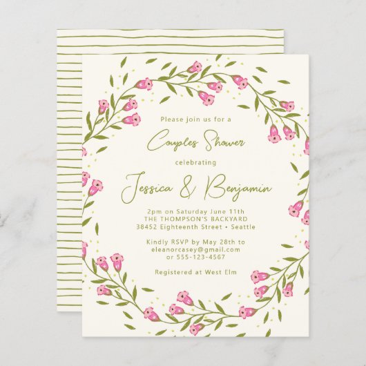 Budget Rustikal Rosa Garden Blume Paare Dusche (Vorne/Hinten)