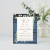 Budget Rustikale 50 Jahre Grüne Einladung (Stehend Vorderseite)