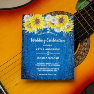 Budget rustikale blaue Sonnenblumen-Hochzeitseinla