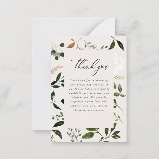 Budget Rustikale botanische Vegetation Danke chic Mitteilungskarte (Rückseite)