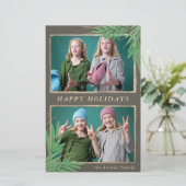 Budget Rustikale Botanische Zwei-Foto-Ferienkarte (Stehend Vorderseite)