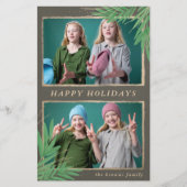 Budget Rustikale Botanische Zwei-Foto-Ferienkarte (Vorderseite)