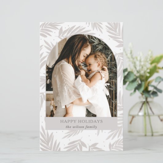 Budget Rustikale Branchen Arch Foto Holiday Card (Stehend Vorderseite)