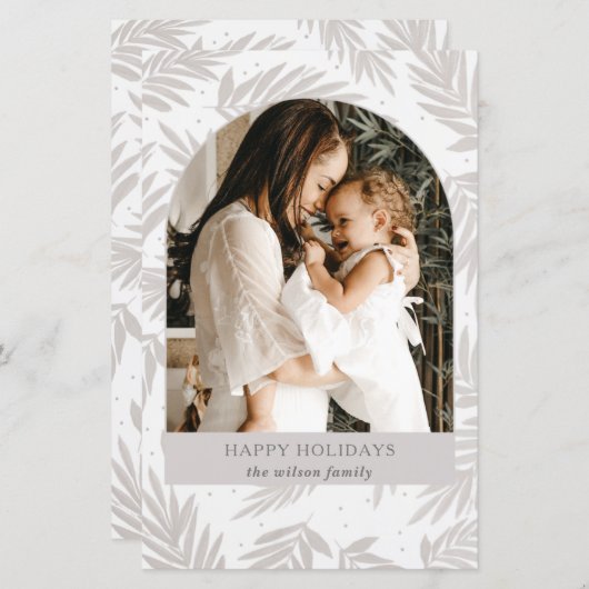 Budget Rustikale Branchen Arch Foto Holiday Card (Vorne/Hinten)