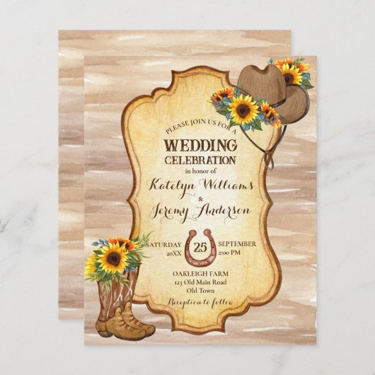 Budget Rustikale Cowboystiefel und Hut mit Sonnenb (Vorne/Hinten)