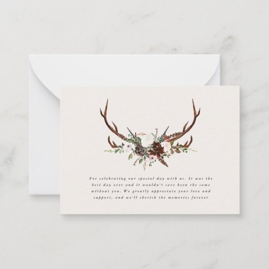 Budget Rustikale elegante Hochzeit danke botanisch Mitteilungskarte (Rückseite)