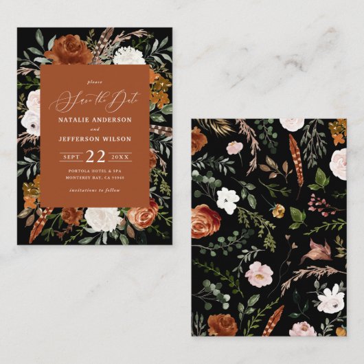 Budget rustikale elegante Hochzeit sparen Sie das Mitteilungskarte (Vorne/Hinten)