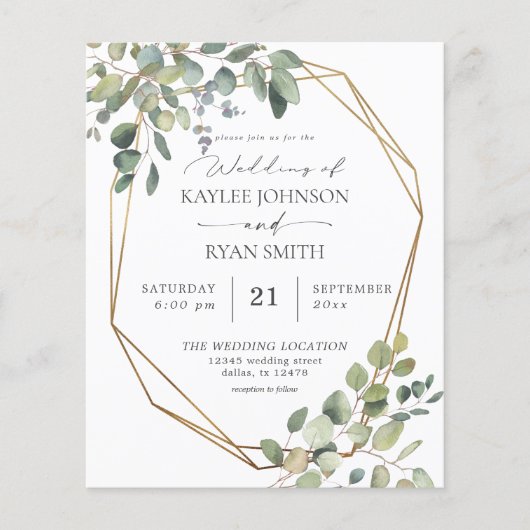 Budget Rustikale Eukalyptus & Gold Frame Wedding (Vorderseite)