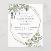 Budget Rustikale Eukalyptus & Gold Frame Wedding Flyer (Vorne)