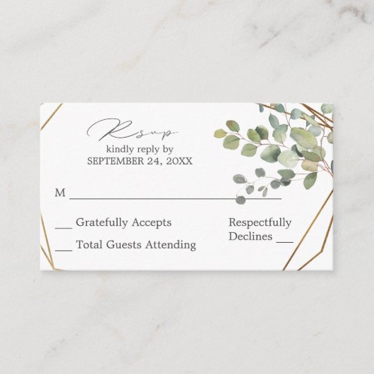 Budget Rustikale Eukalyptus & Gold SM Keine UAWG Begleitkarte (Vorderseite)