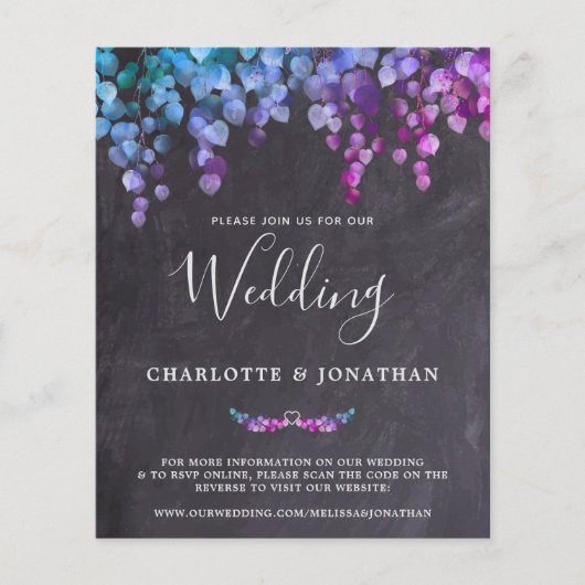 Budget Rustikale Eukalyptus Slate QR Code Wedding (Vorderseite)