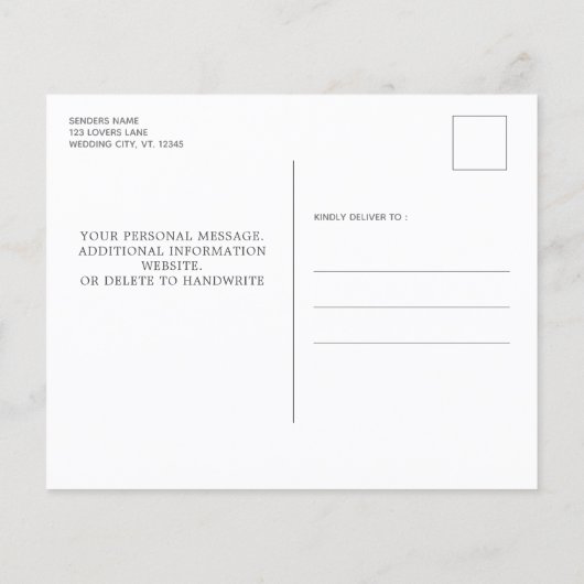 Budget Rustikale Eukalyptus Wedding Einladung (Rückseite)