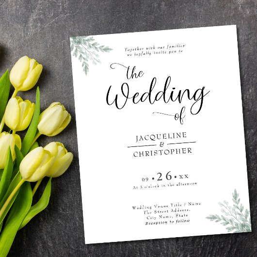 Budget Rustikale Eukalyptus Wedding Einladung Flyer