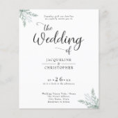 Budget Rustikale Eukalyptus Wedding Einladung Flyer (Vorne)