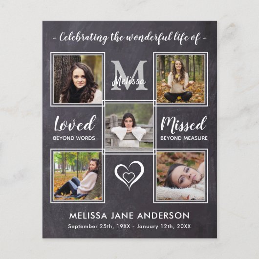 Budget Rustikale Feier des Life Foto Gedenkstätte (Vorderseite)