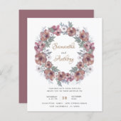 Budget Rustikale Flora Terracotta Hochzeit Einladu (Vorne/Hinten)