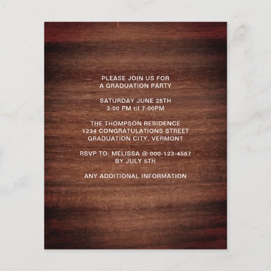 Budget Rustikale Foto Collage Abschluss Einladung (Rückseite)