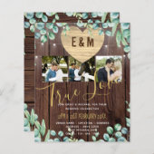 Budget Rustikale Foto Collage Grüne Hochzeitsinvit (Vorne/Hinten)