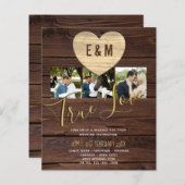 Budget Rustikale Foto Collage Hochzeit Einladungen (Vorne/Hinten)