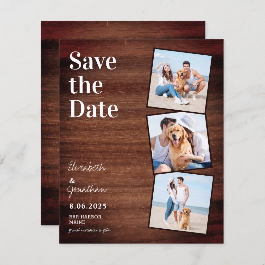 Budget Rustikale Fotocollage Hochzeit speichern da (Vorne/Hinten)